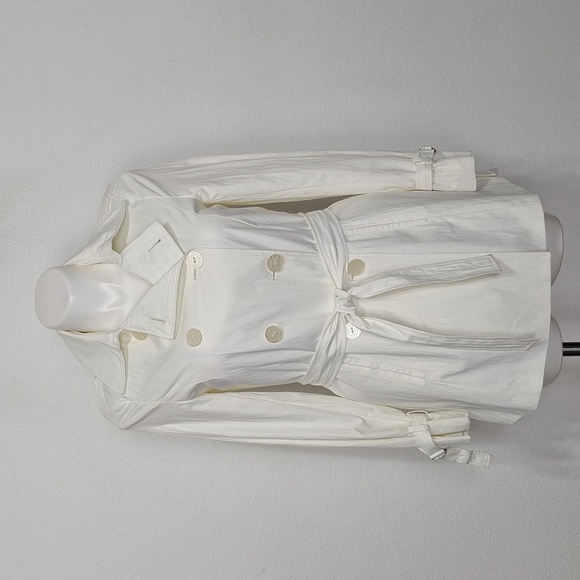 Tahari Jackets & Blazers - Tahari White Double Breasted Preppy Old Money Belted Trench Coat Size M